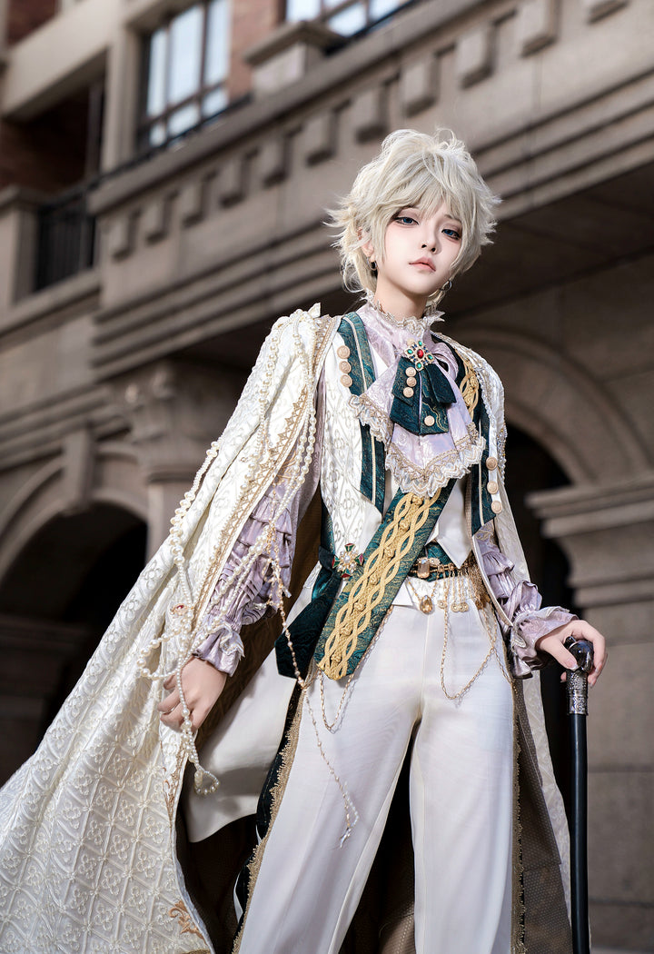 Your Highness~Narsesus~Ouji Lolita Pants Suit Retro European Prince Cape Shirt Vest