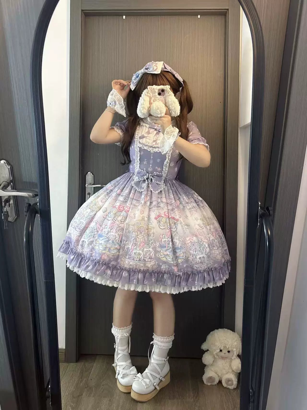 Glimmering Carousel - Sweet Lolita OP & JSK Dress Set, Ocean Carousel Print 45827:863933