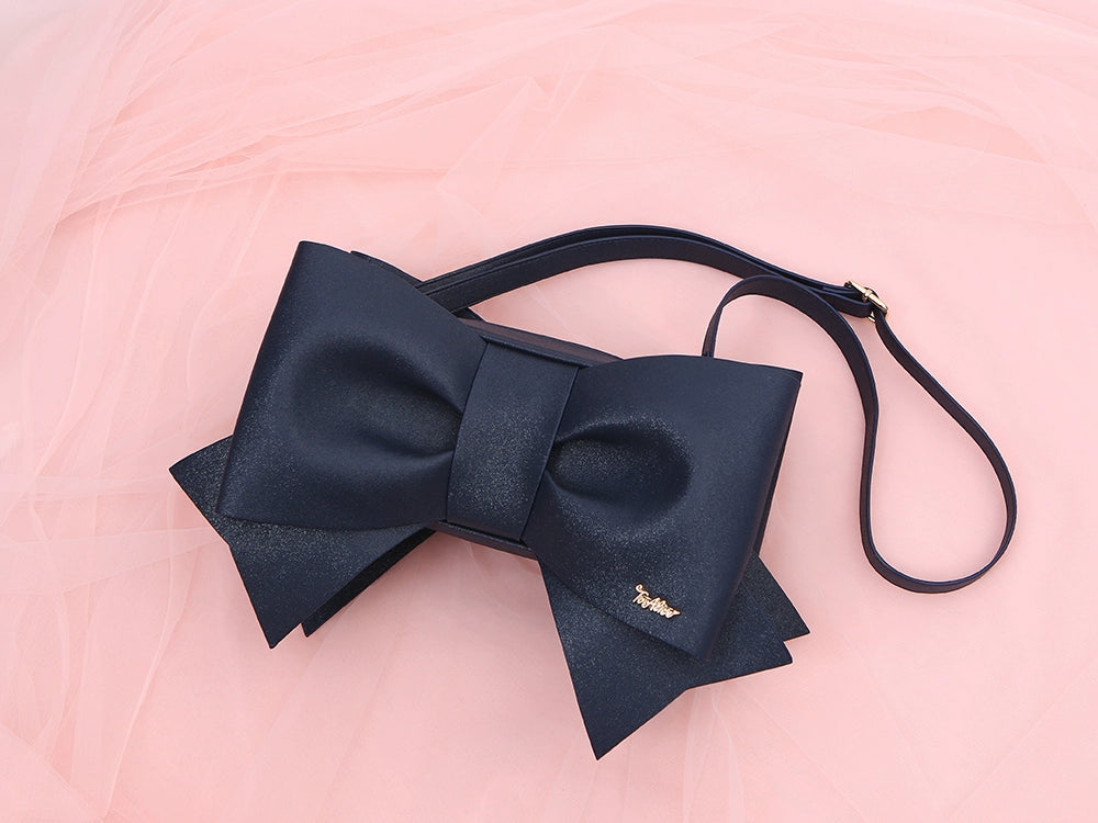 To Alice~Cute 3D Bow Lolita Bag Pearl Crossbody Handbag Black  