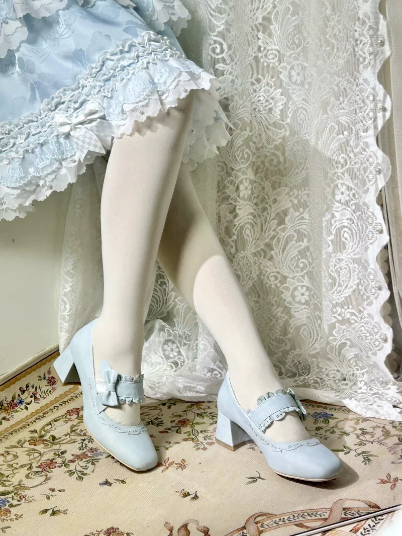 Heidi Manor - Classic Lolita Chunky Heels Shoes, Cutout Trims 44499:812261