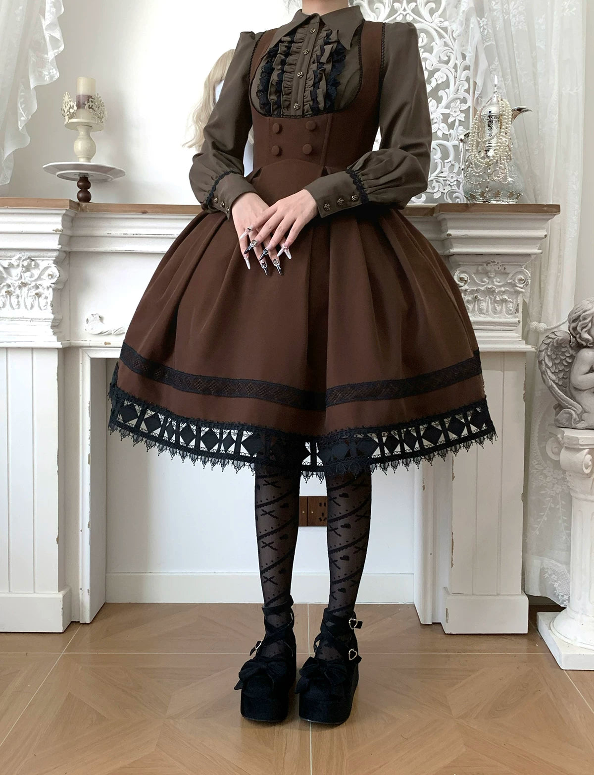 Serenade - Bust-Supporting Elegant Lolita JSK Dress, Three Length Styles 44419:807383