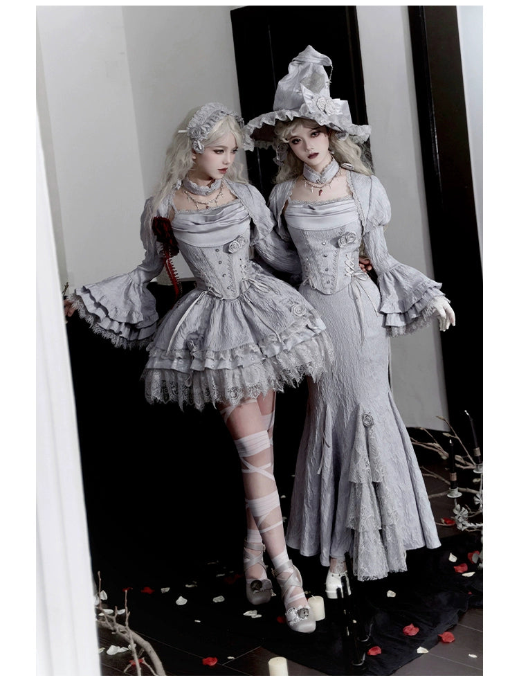 With PUJI~Letter and Poetry · Twilight~Gothic Witch Lolita SK Suit Bodice Mermaid Dress and Jeans