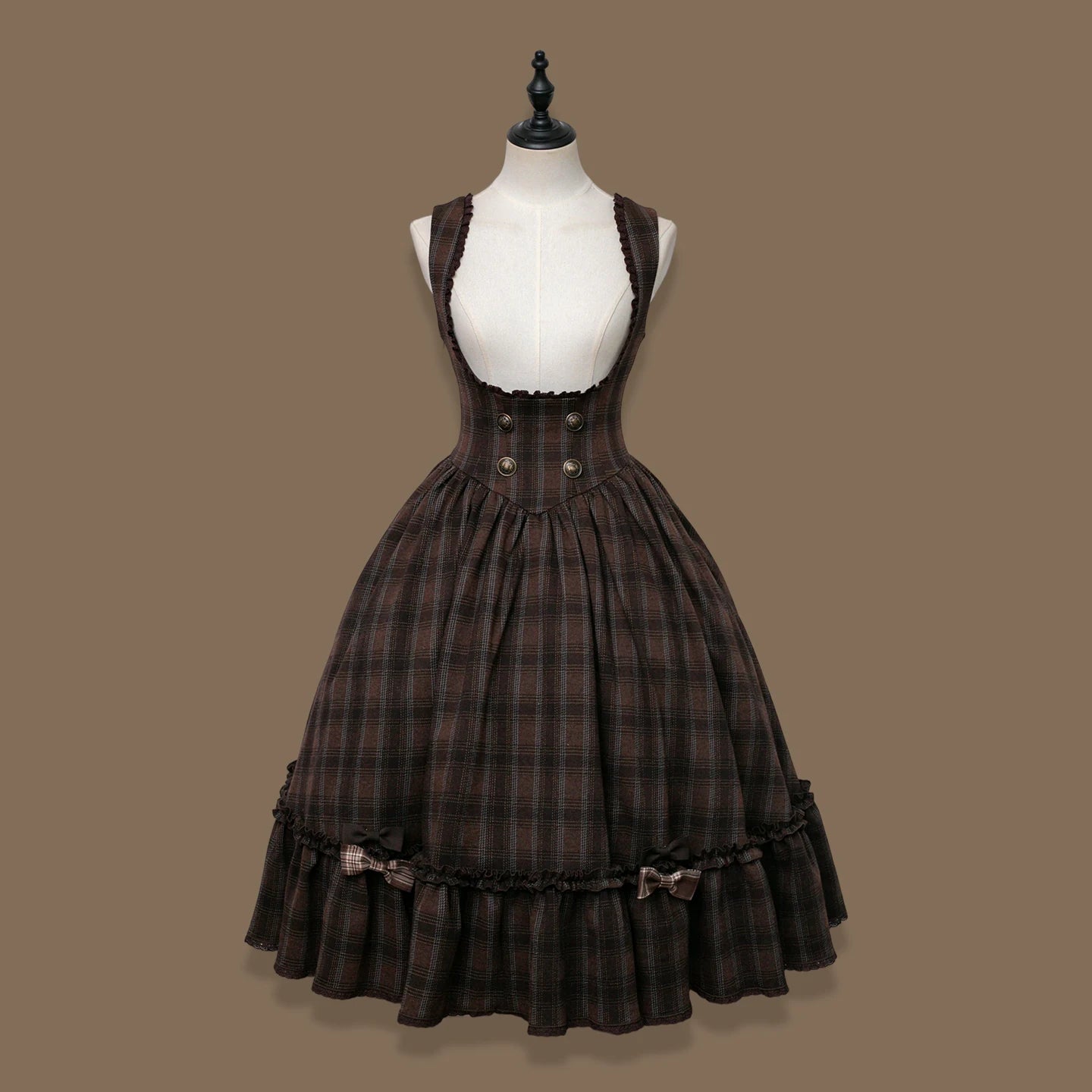 Sandwich Chocolate - Winter Classic Lolita Plaid Bust-supporting JSK & Coat Set 45903:867171