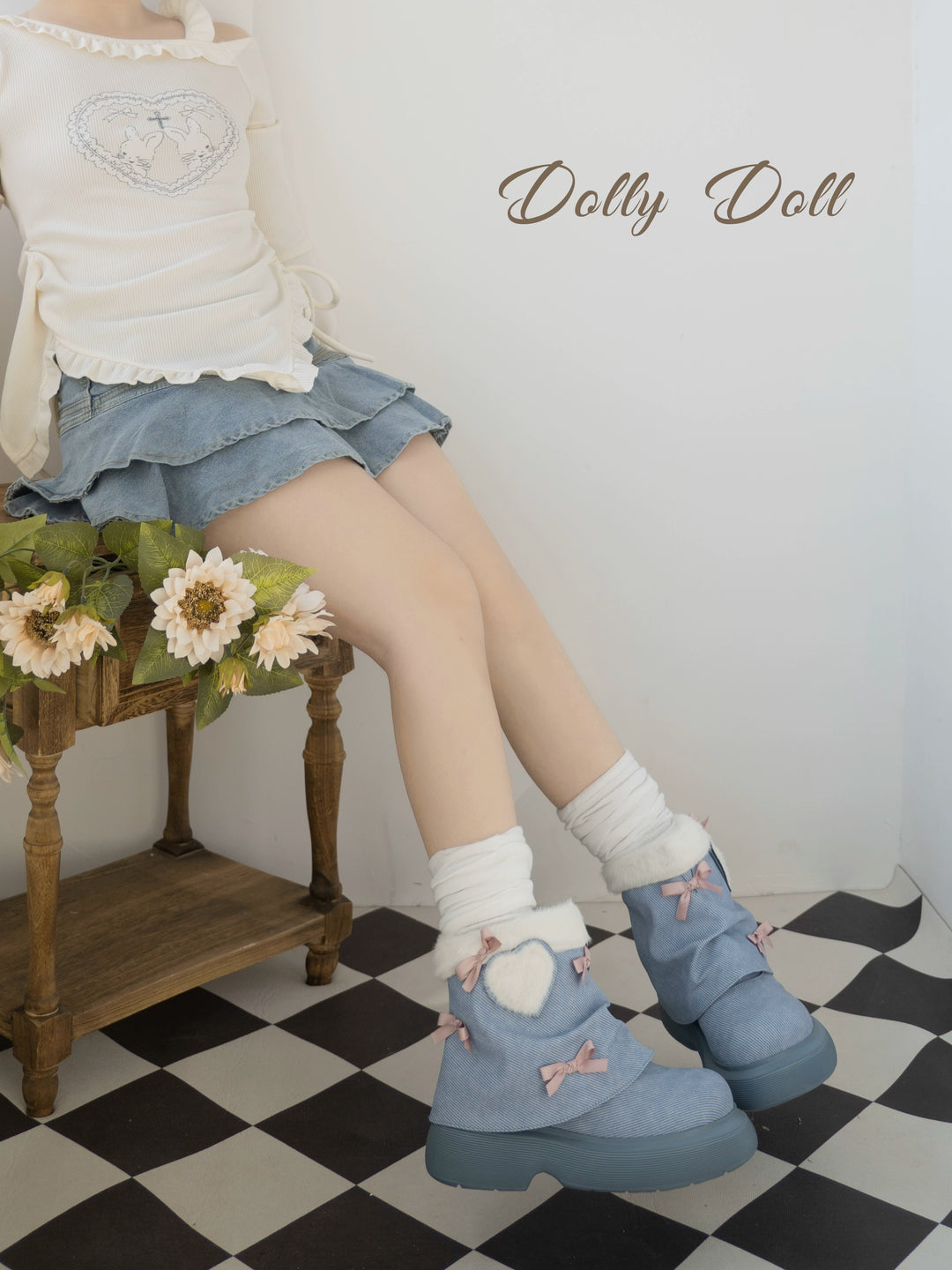 Dolly Doll~Ponyo~Winter Casual Lolita Boots Bow Thick Sole Shoes   