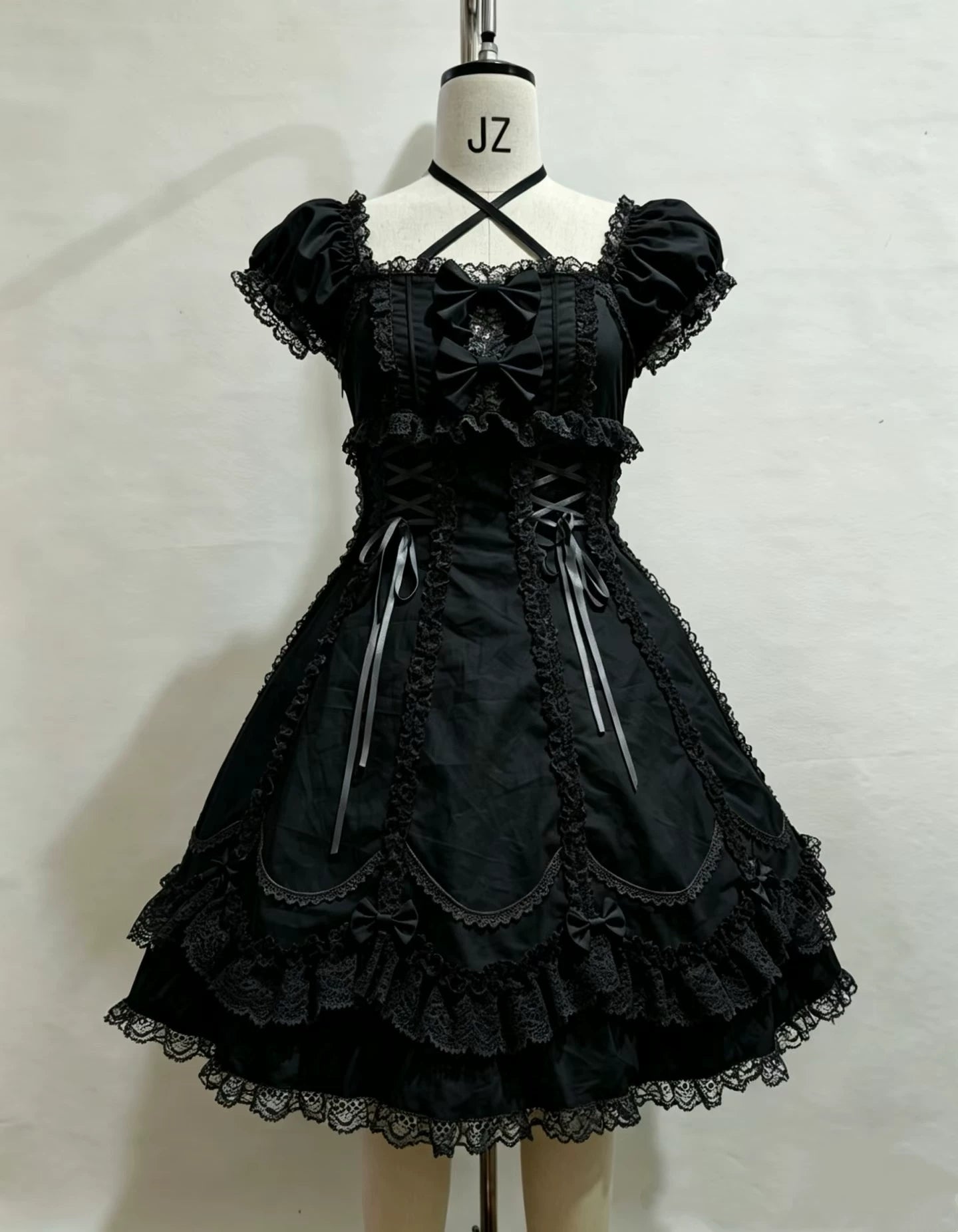 Cotton Old School Lolita Lace OP Dress, Three-tiered Back (L M S) 45396:848433