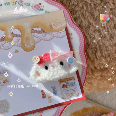 Bear Doll~Kawaii Lolita Hair Clip Plush Lamb Dog Side Clip Bangs Clip Button Lamb  