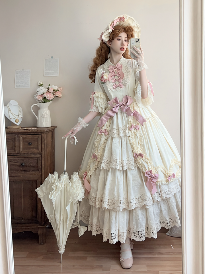 Miss Point~Lilyka Garden~Classic Lolita OP Dress Elegant Floral Wall Princess Sleeve 38832:606268