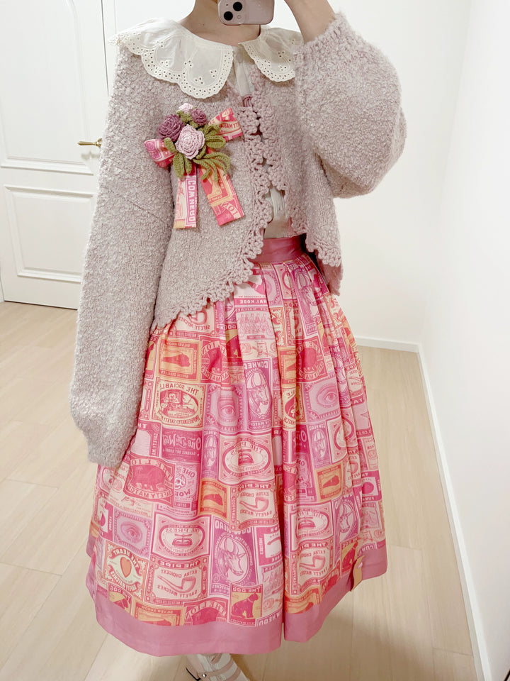 Miss Cube - Antique Label - Retro Lolita Skirt American Half Skirt Customized Antique Print 35674:497684