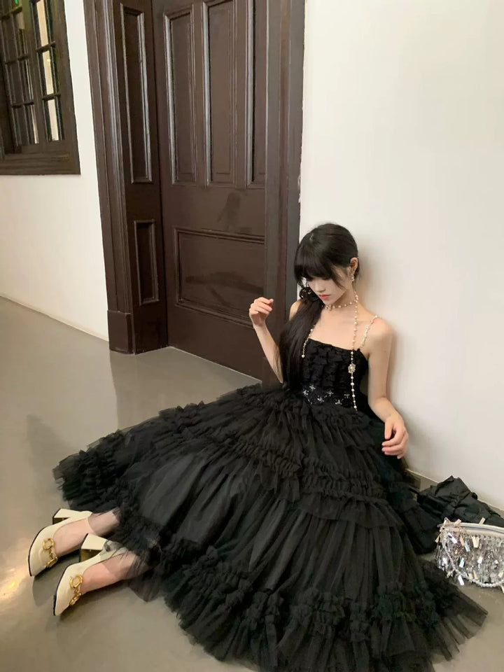 Sara Bell~Hailey~Elegant Lolita JSK Dress with Large Tiered Voile Hem
