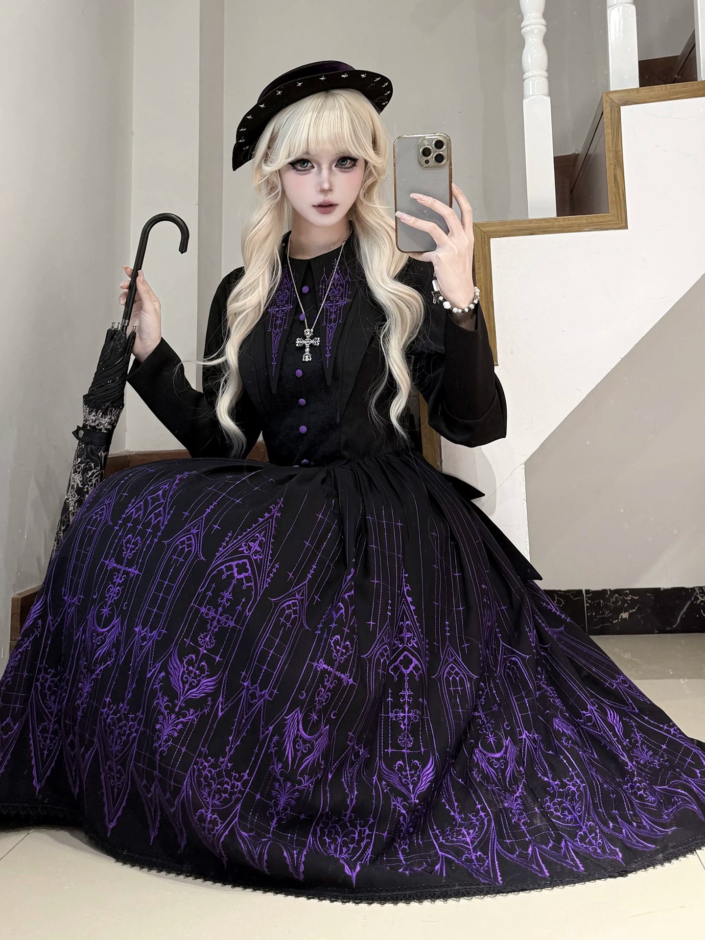 Dream Window - Gothic Lolita Church Embroidery OP Dress, Back Zipper 44510:811317