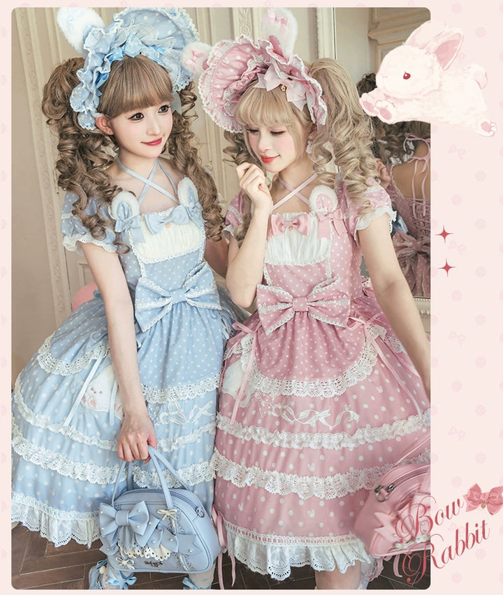 Mademoiselle Pearl~Bow Rabbit~Sweet Lolita Handbag With Bows & Pearls