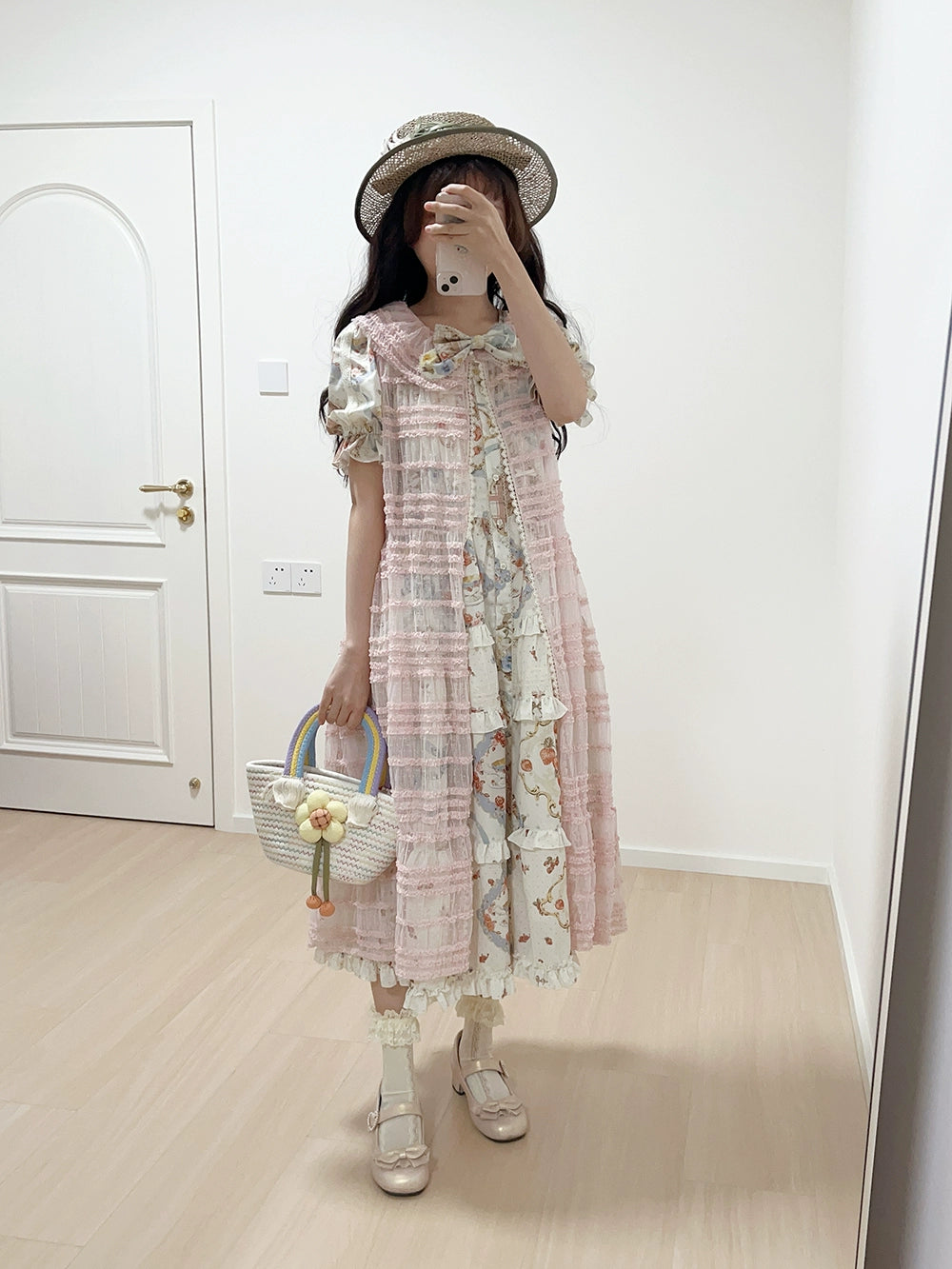 Miss Point~Cat Rose Tea~Sweet Lolita Tulle Cardigan and Long Skirt Overlay 42141:728118