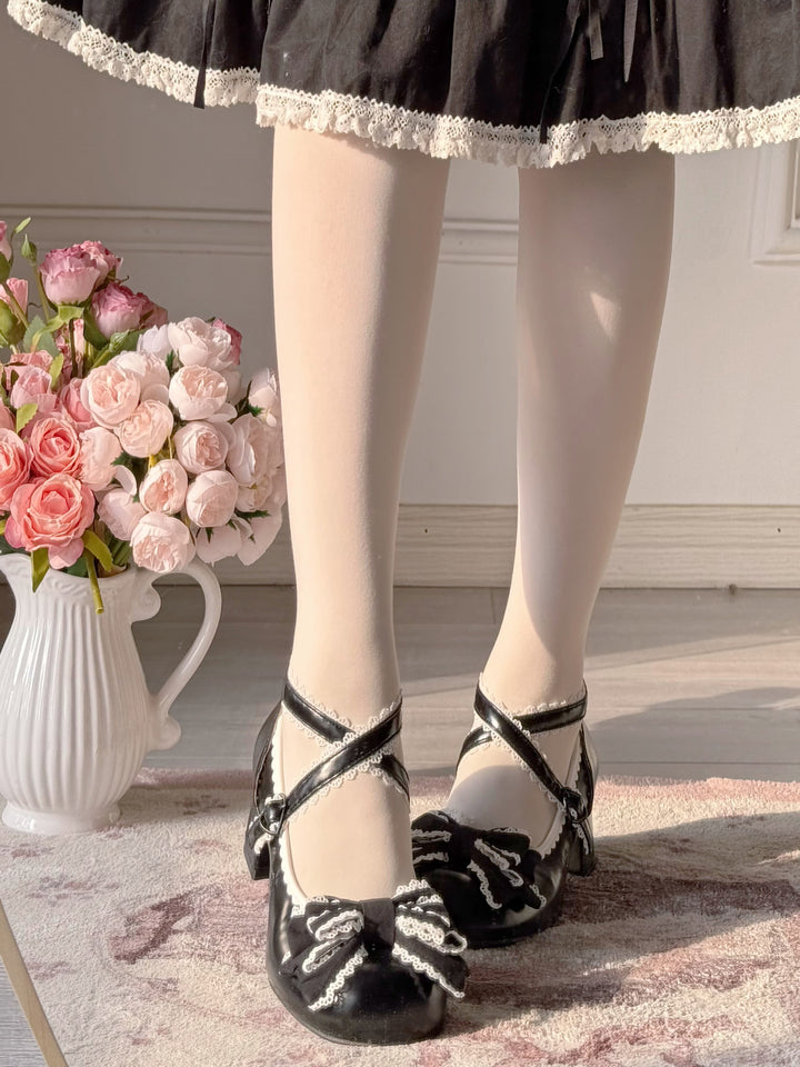 Pure Tea For Dream~Cotton Cutie~Sweet Lolita Shoes Low and Medium Heel Shoes with Bow