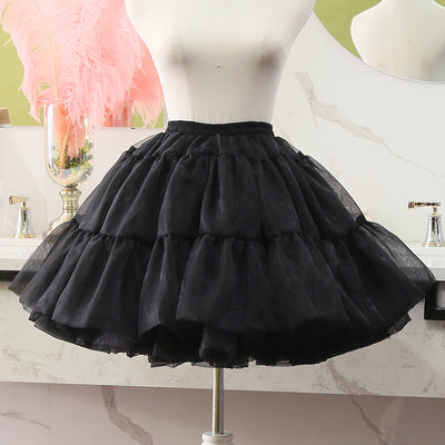 Manyiluo~Daily Lolita Yarn Pannier Boneless Petticoat Free size Black 
