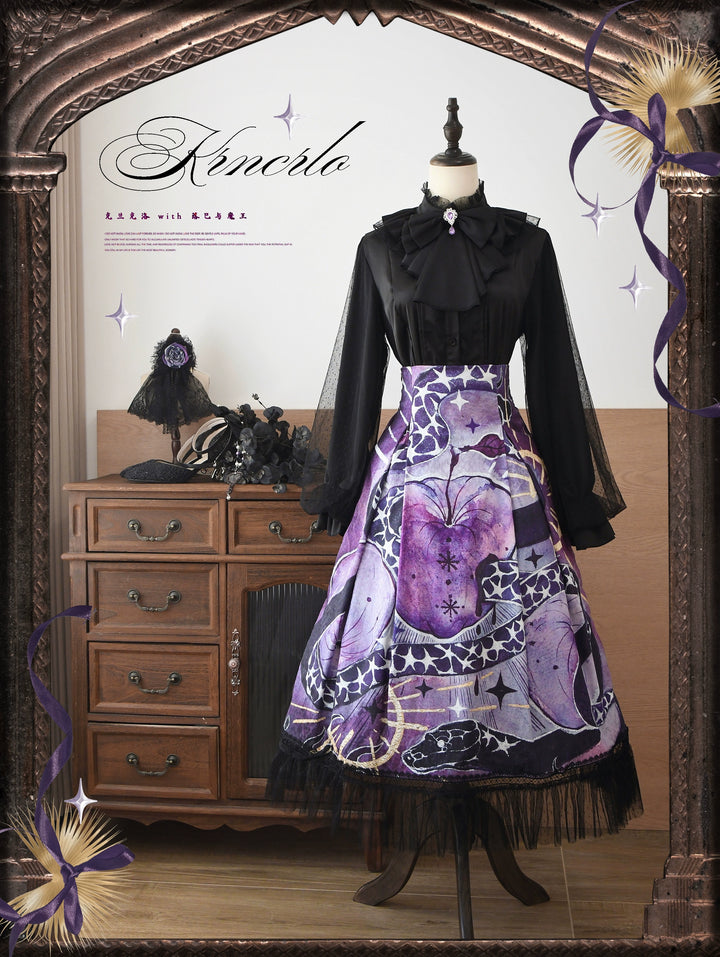 Krncrlo~Laocoon~Gothic Lolita SK Suit With Purple Snake & Apple Print 43289:772509