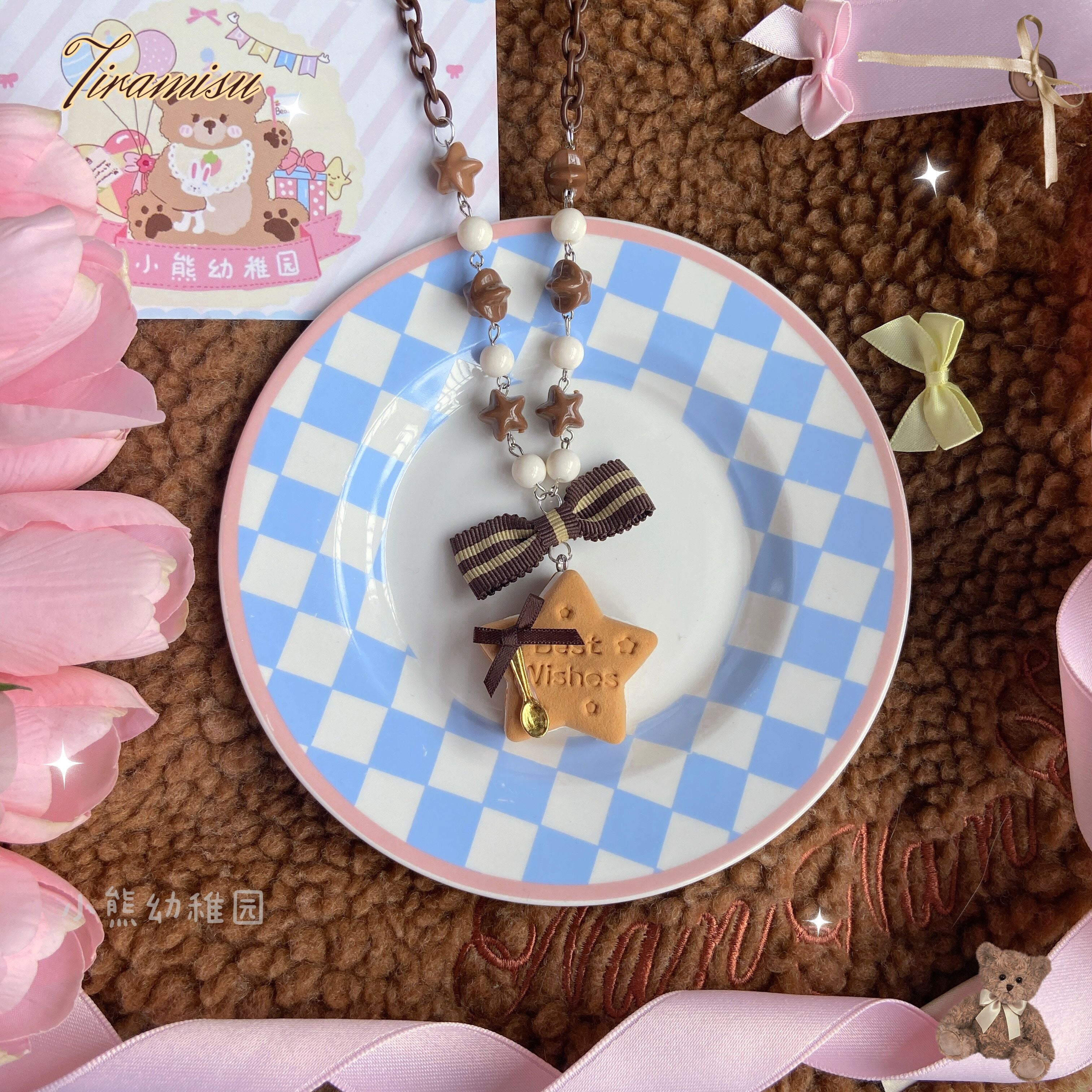 Bear Doll - Sweet Cookie Charm Set - Kawaii Lolita Necklace and Hairclip Star cookie necklace