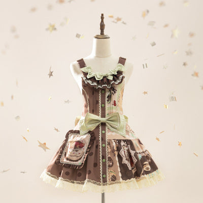 Mewroco~Frost Sugar Sweetheart~Lolita Cute Daily Strappy Dress S frosty sweetheart carrier brown 