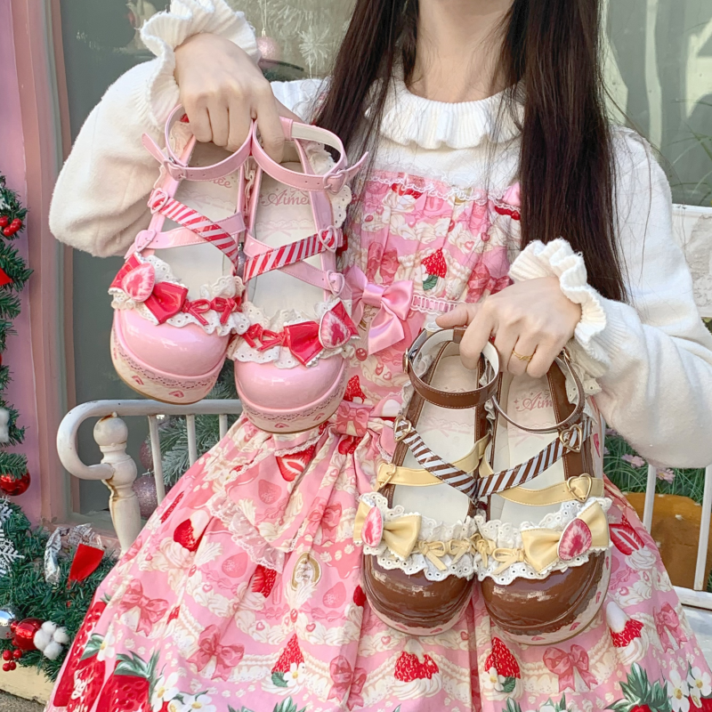 Aimee~Strawberry~Sweet Lolita High Platform Shoes Kawaii Lolita Shoes