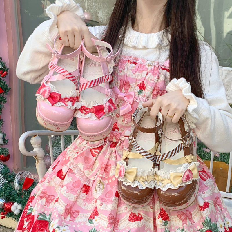 Aimee - Strawberry - Sweet Lolita High Platform Shoes Kawaii Lolita Shoes