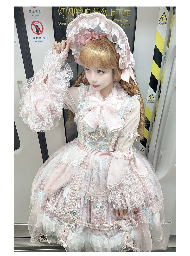 Urtto~Pegasus Park~Sweet Lolita JSK Dress Dual Color Princess Lolita Dress Set