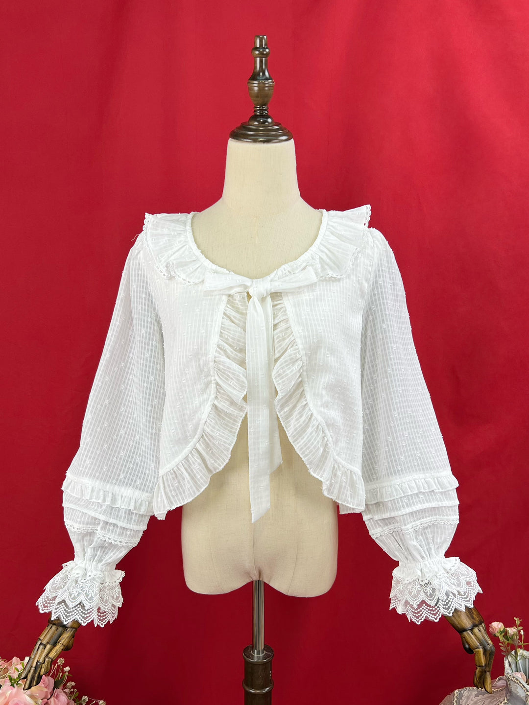 DMFS Lolita~Sweet Lolita Light Cardigan White Apricot Summer Cover-Up