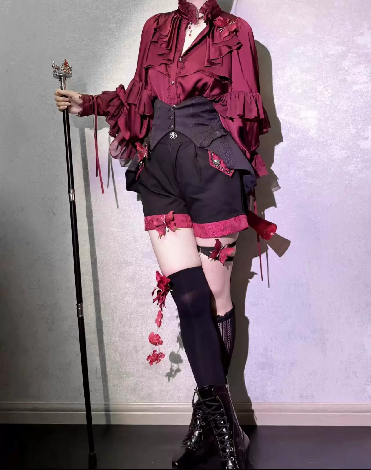 Blue Moon Bone Erosion - Gothic Lolita Waist Cincher, Bat Wing Hem 44453:809543