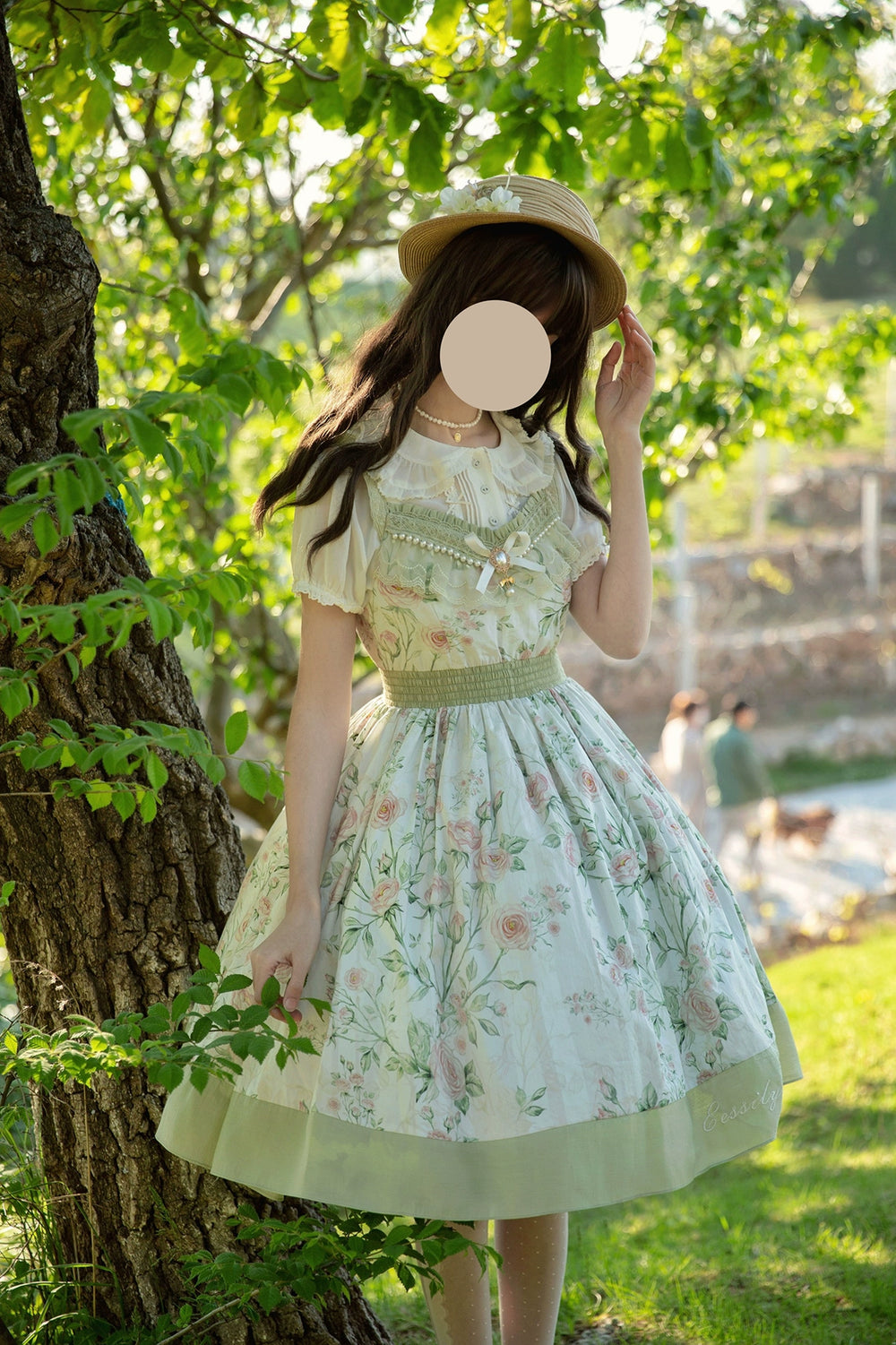 (BFM)EESSILY~The Rose Dowry~Daily Cotton Lolita OP Dress V-neck Dress