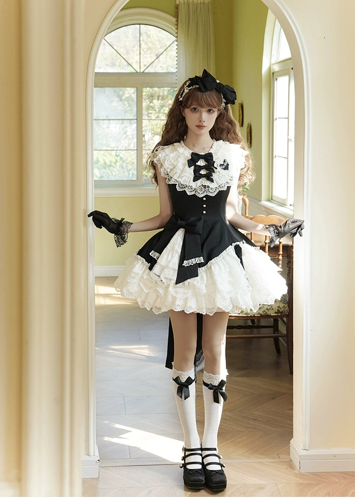 Alice Girl~Arrogant Miss~Sweet Lolita Jumper Dress with Tiered Lace Skirt