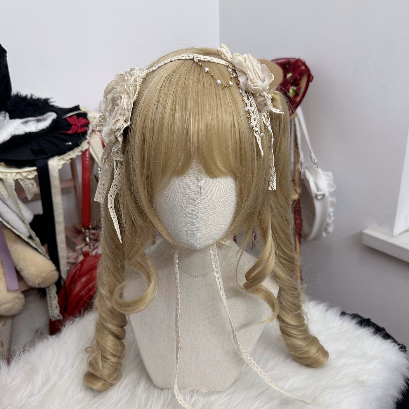 Chestnut Lolita~Elegant Lolita Rose Choker Handmade Headdress Set Multicolors   