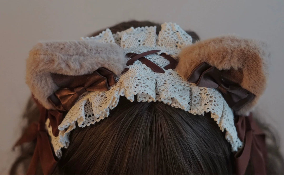 (BFM)Besozealous~Handmade Lolita KC Animal Ear Coffee Hairband   