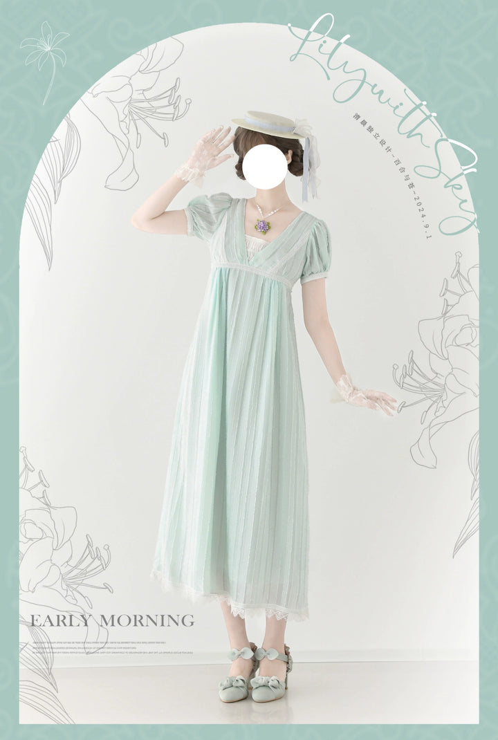 Early Morning~Lily and Serene~Classic Lolita Long Dress Empire Waist Dress   