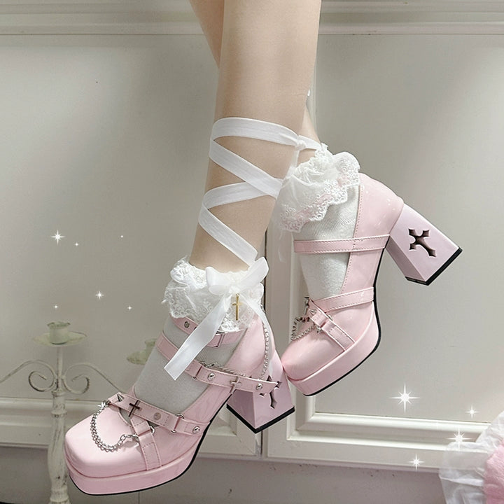 The night of the witch Lolita~Punk Lolita Heels Y2K Elegant Lolita Shoes   