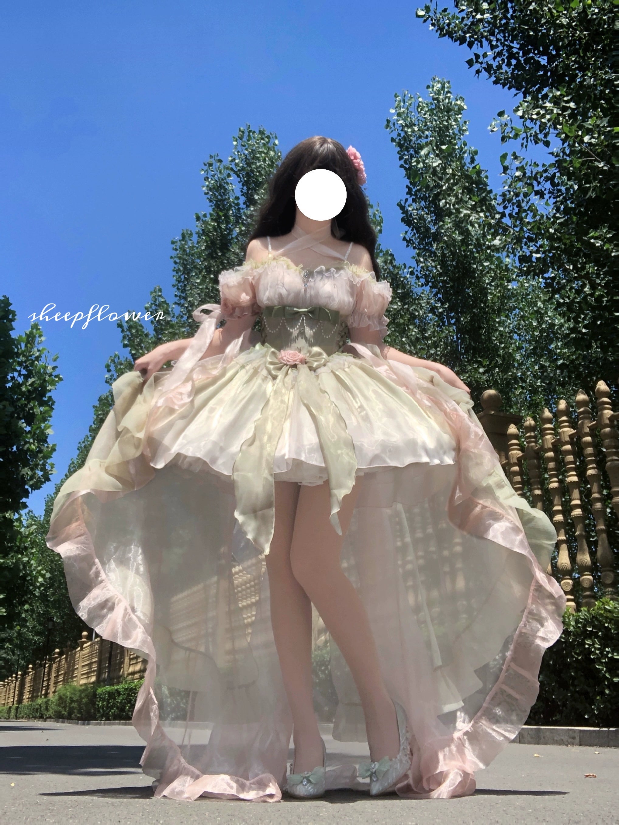 Meowing and fruity - Midsummer Dream - Gradient Color Wedding Lolita JSK Dress Set, Fishbone Waist (L M S XL) 44337:803876
