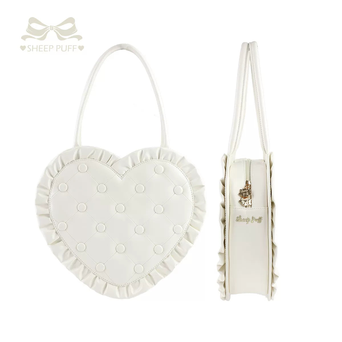 Heart Pillow - Sweet Lolita Heart-shaped Handbag or Shoulder Bag White