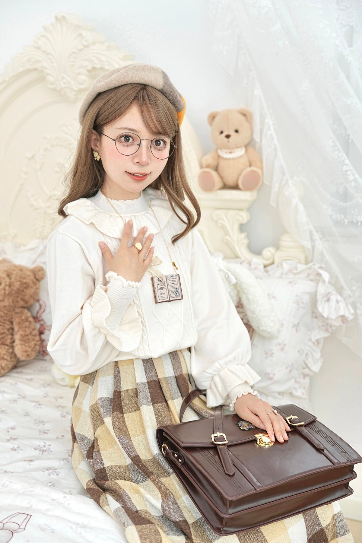 Forest Fluorescent Carps - Sweet Lolita Sweater Autumn and Winter Lolita Inner Wear Off-white S