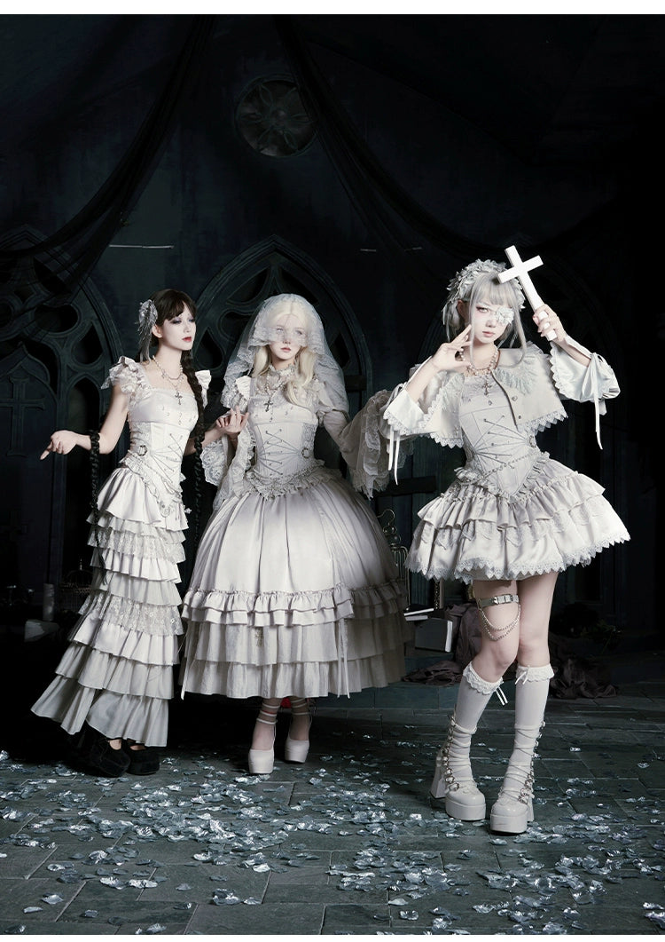 With PUJI - Letter and Poetry · Humanoid Robot - Silver Gothic Lolita Mermaid Skirt Set 43861:787606