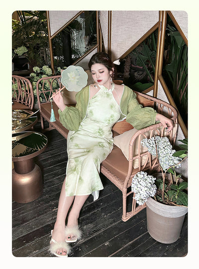 Yingtang~Plus Size Han Lolita Cheongsam Dress Set   