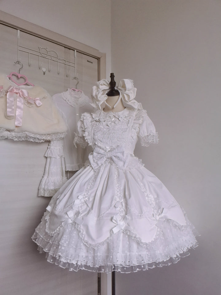 (BFM)The Seventh Doll~Sweet Diary SP~Vintage Lolita Jumper Dress Petal-like Hem JSK Headdress Set   