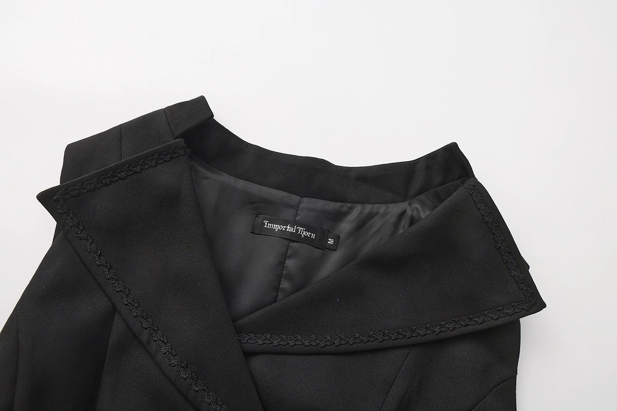 Immortal Thorn - Silent Agent - Ouji Lolita Black Vest Coat 44150:796648