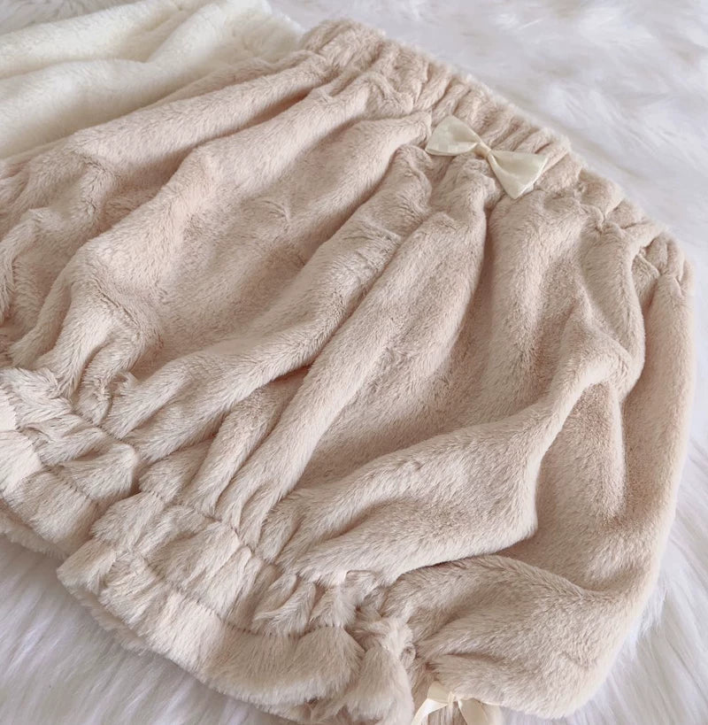 Winter Kawaii Lolita Plush Bloomers, Fleece-lined 46083:874221