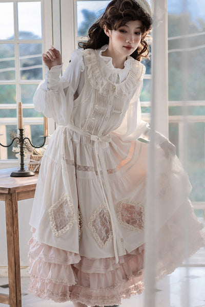 Little Dipper~Daily Lolita Hollowed-out Apron Dress Multicolors   