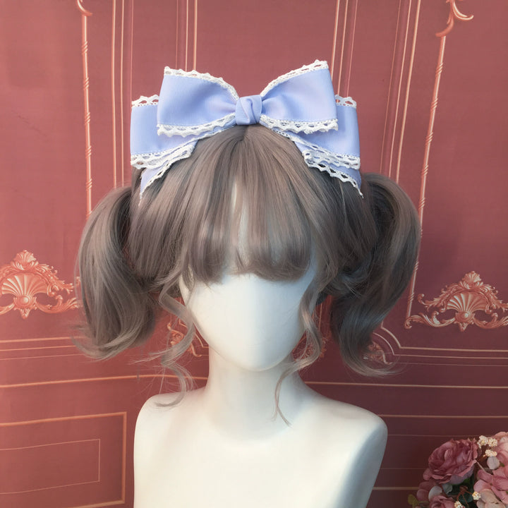 Qingyi Handmade~Sweet Lolita KC Multicolor Bow Lolita Headwear Silver blue  