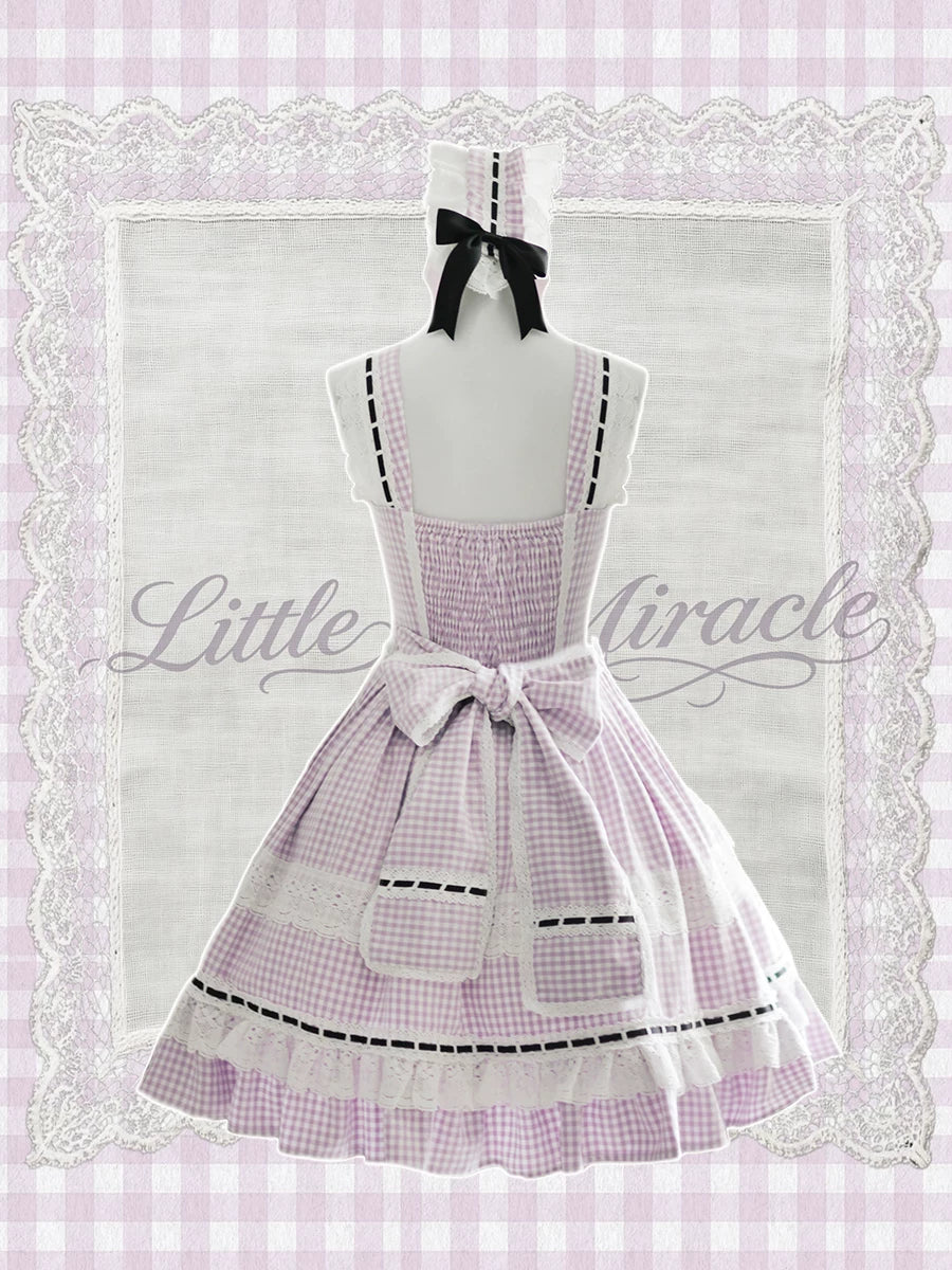 Parfait Reverie - Cotton Plaid Old School Lolita JSK Dress, Side Pockets 45731:859735