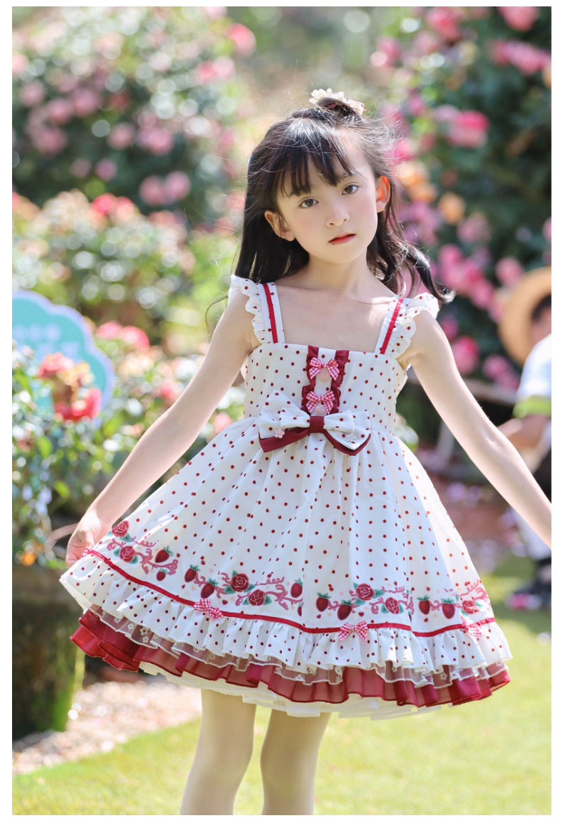 Forest Fluorescent Carps~Strawberry Diary~Sweet Lolita JSK Dress Strawberry Print   