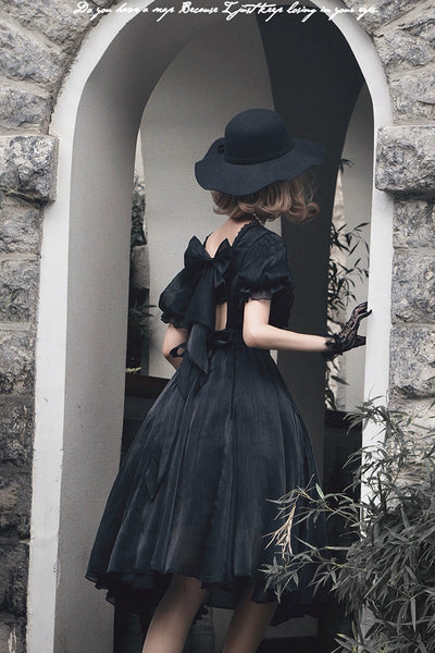Cyan~Love Wormwood~Elegant Lolita Dress Multicolors backless and waistless L black