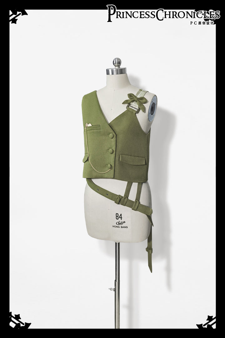 Princess Chronicles~Secret Morning Paper~Ouji Lolita Shirt and Matcha Green Capri Pants S vest(Pre-sale) 