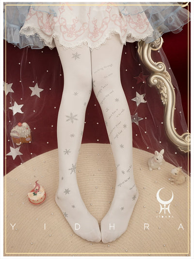 Yidhra~Snow Deer Search~Winter Lolita Pantyhose Kawaii Christmas Pantyhose One size fits all White 