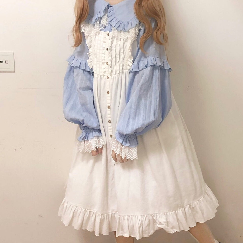MIST~Cream Sweetheart~Kawaii Lolita Long-sleeve Blouse Multicolors   