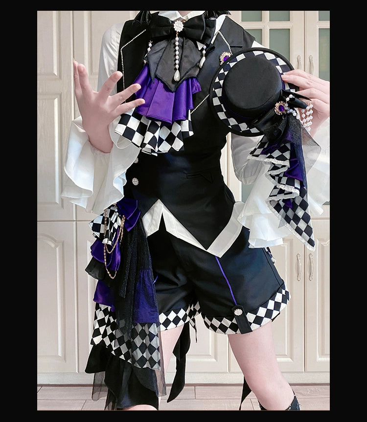 Forest Fluorescent Carps - The Judge's Game - Black Ouji Lolita Shorts Suit Prince Long Sleeved Shirt