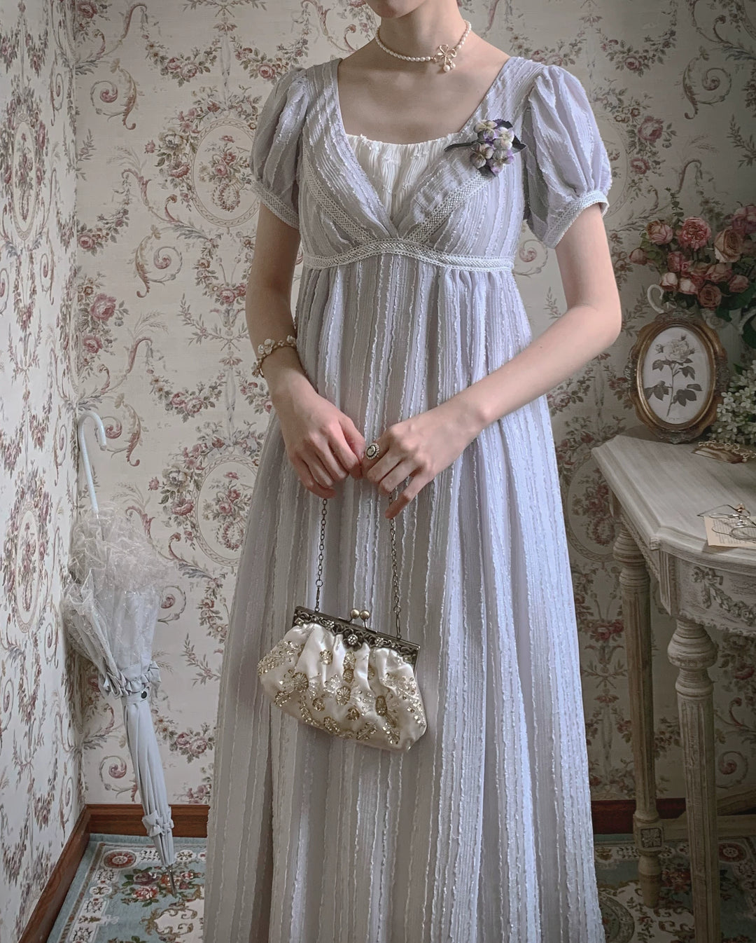 Early Morning~Lily and Serene~Classic Lolita Long Dress Empire Waist Dress   